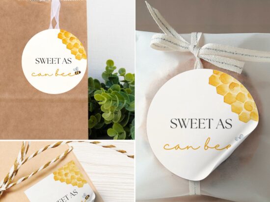 sweet as can bee favor tags stickers