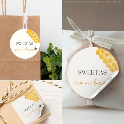 sweet as can bee favor tags stickers