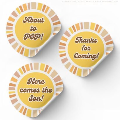 here comes my son sunshine baby shower tags